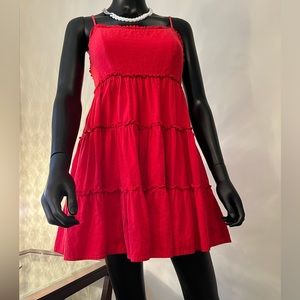 B.smart mini dress with adjustable strap& zippers in the back,ruffle style.sz M